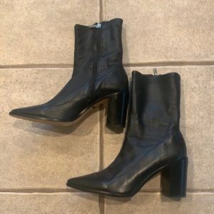 Schutz Black Stacked Heel Booties/Ankle Boots